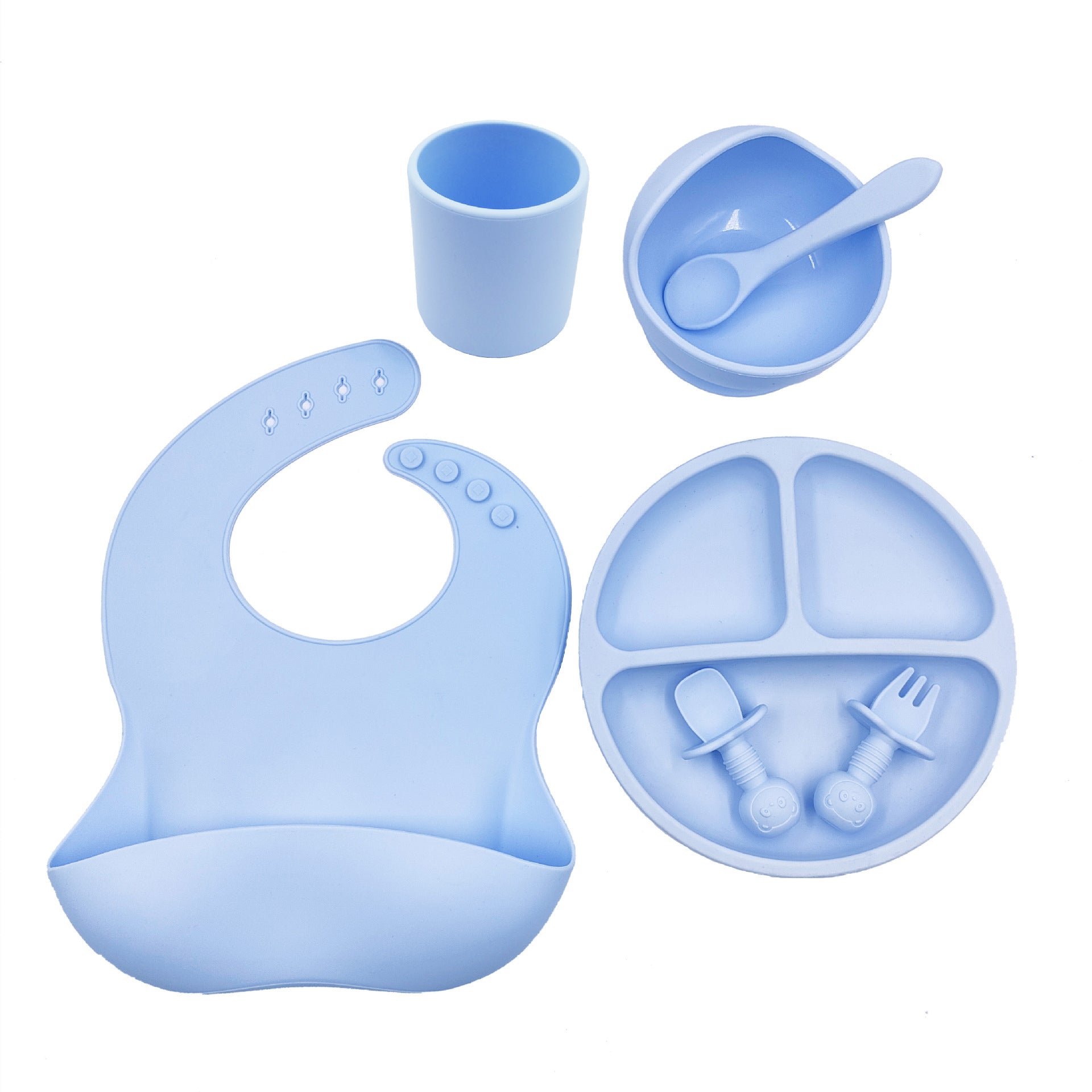 Complete Baby Feeding Set – Bib, Cup & Utensils