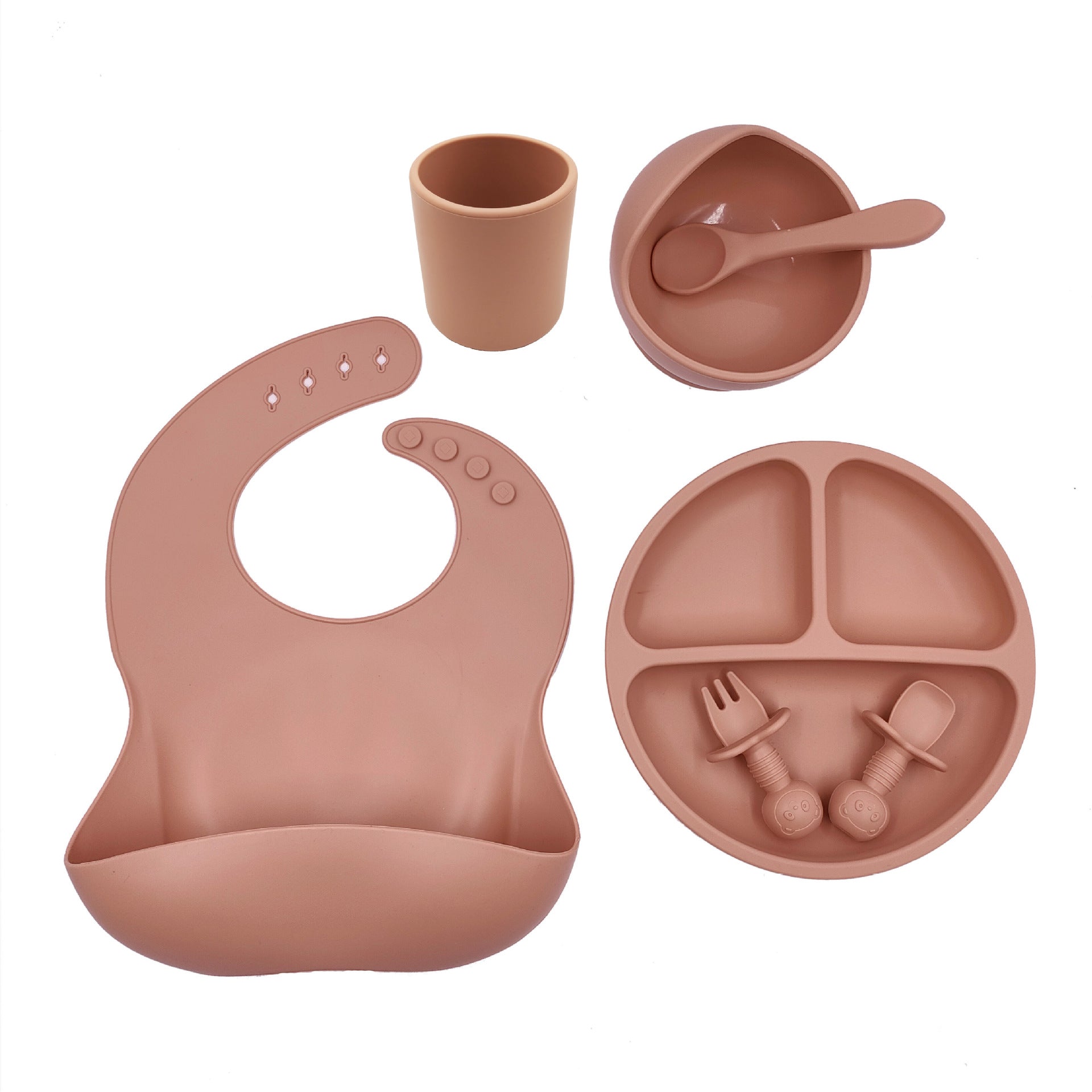 Complete Baby Feeding Set – Bib, Cup & Utensils