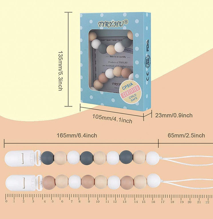 Baby Teether Pacifier Chain – Safe Silicone Chew Toy for Teething Relief